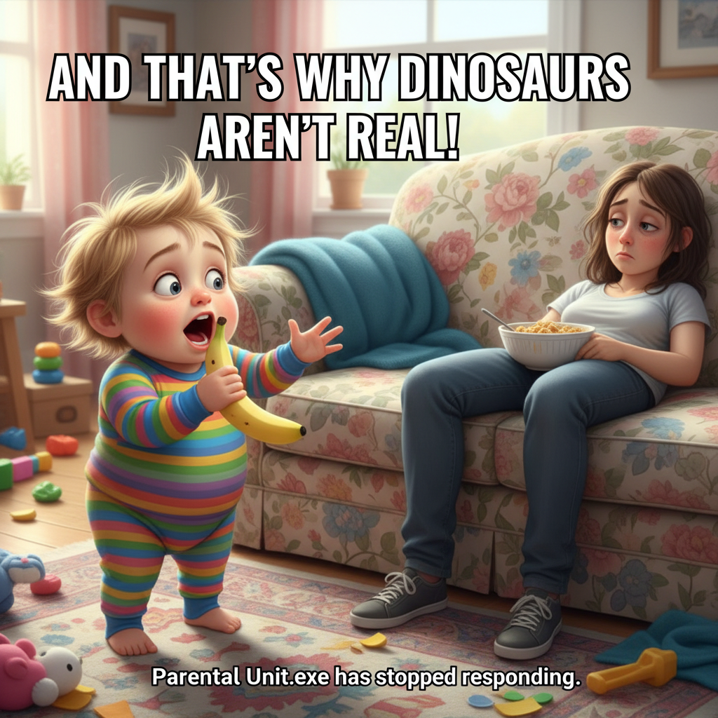 My toddler just explained quantum physics using a banana. I'm just tired.