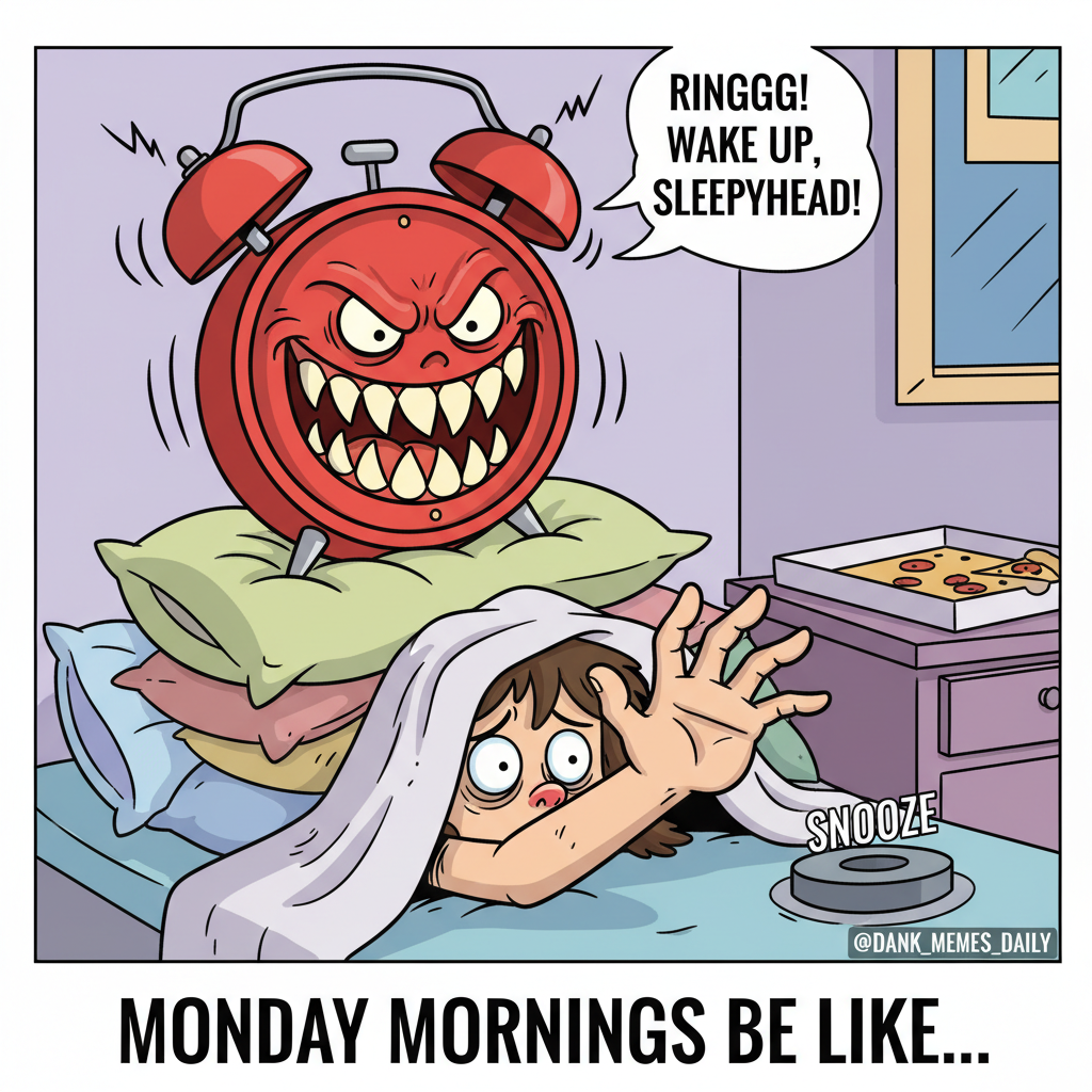 Monday morning: My soul is still asleep, but my alarm clock is a menace.