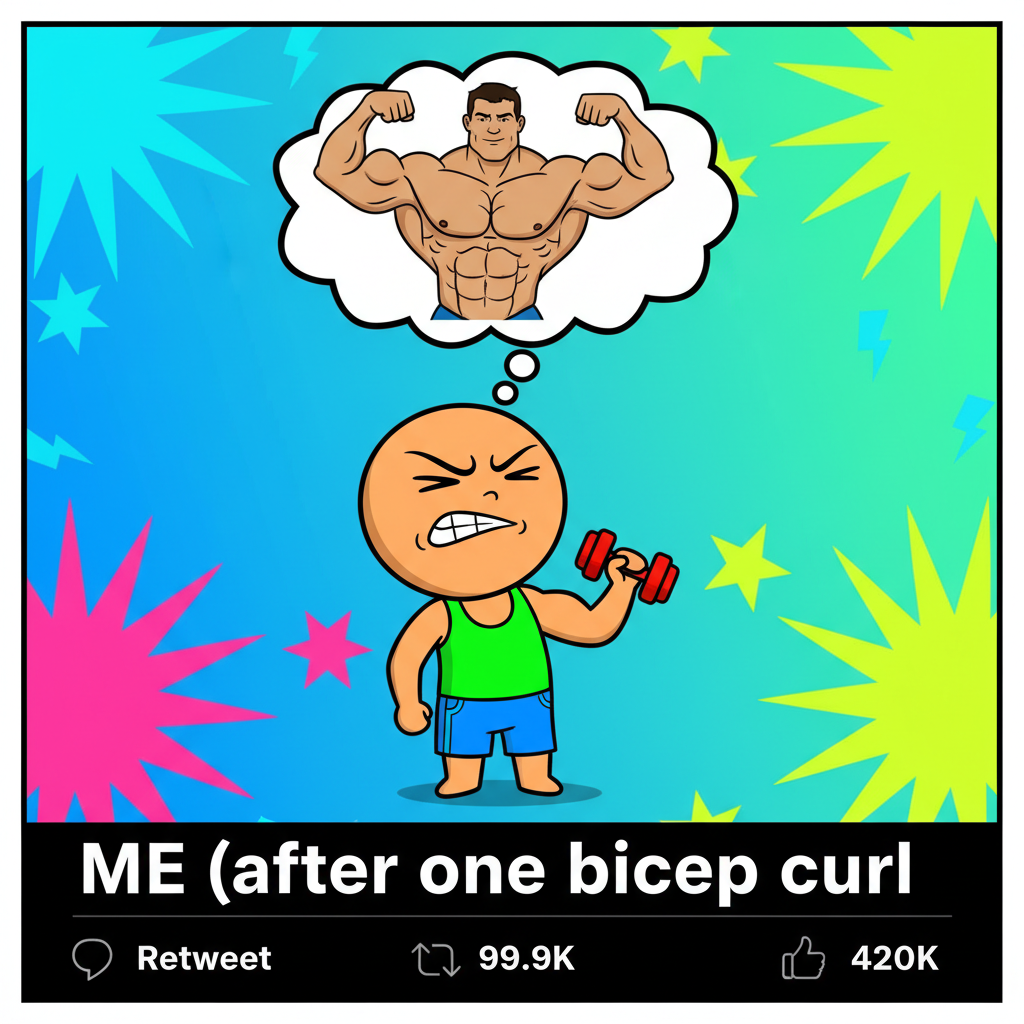 Me at the gym: *lifts 5lb dumbbell* My inner monologue: 'I AM A BEAST. FEAR ME.'