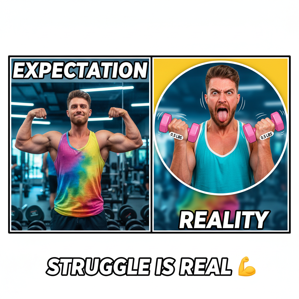 Me at the gym: 'I'm basically a professional athlete.' Also me: *struggles with 5lb weights*