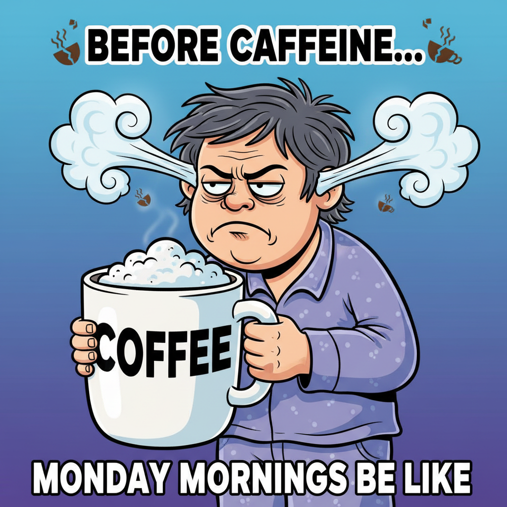 My blood type is coffee. My personality type is 'don't talk to me before it kicks in.'