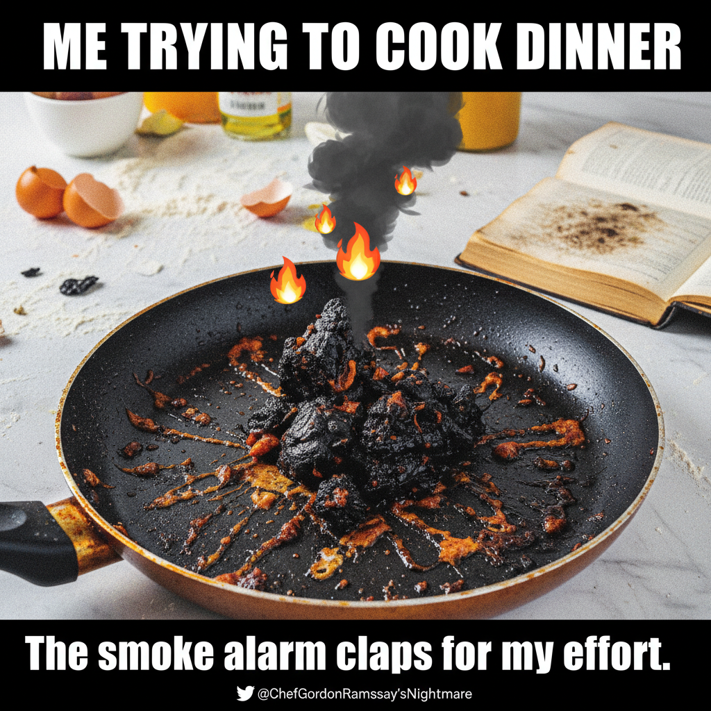 My 'gourmet' dinner looks like a crime scene. Send help (and a pizza).