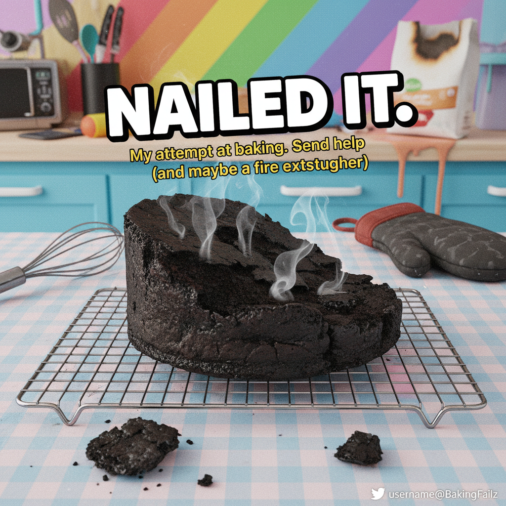 I tried to bake a cake. It looks like a science experiment gone horribly wrong.