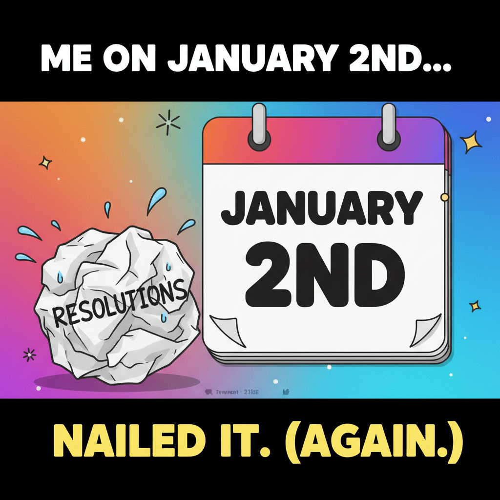 My New Year's resolution lasted longer than my phone battery on a cold day.