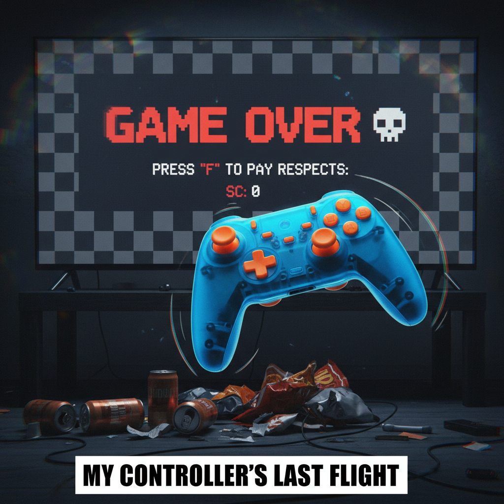 My controller just flew across the room. It's not my fault, the game cheated. #GamingRage