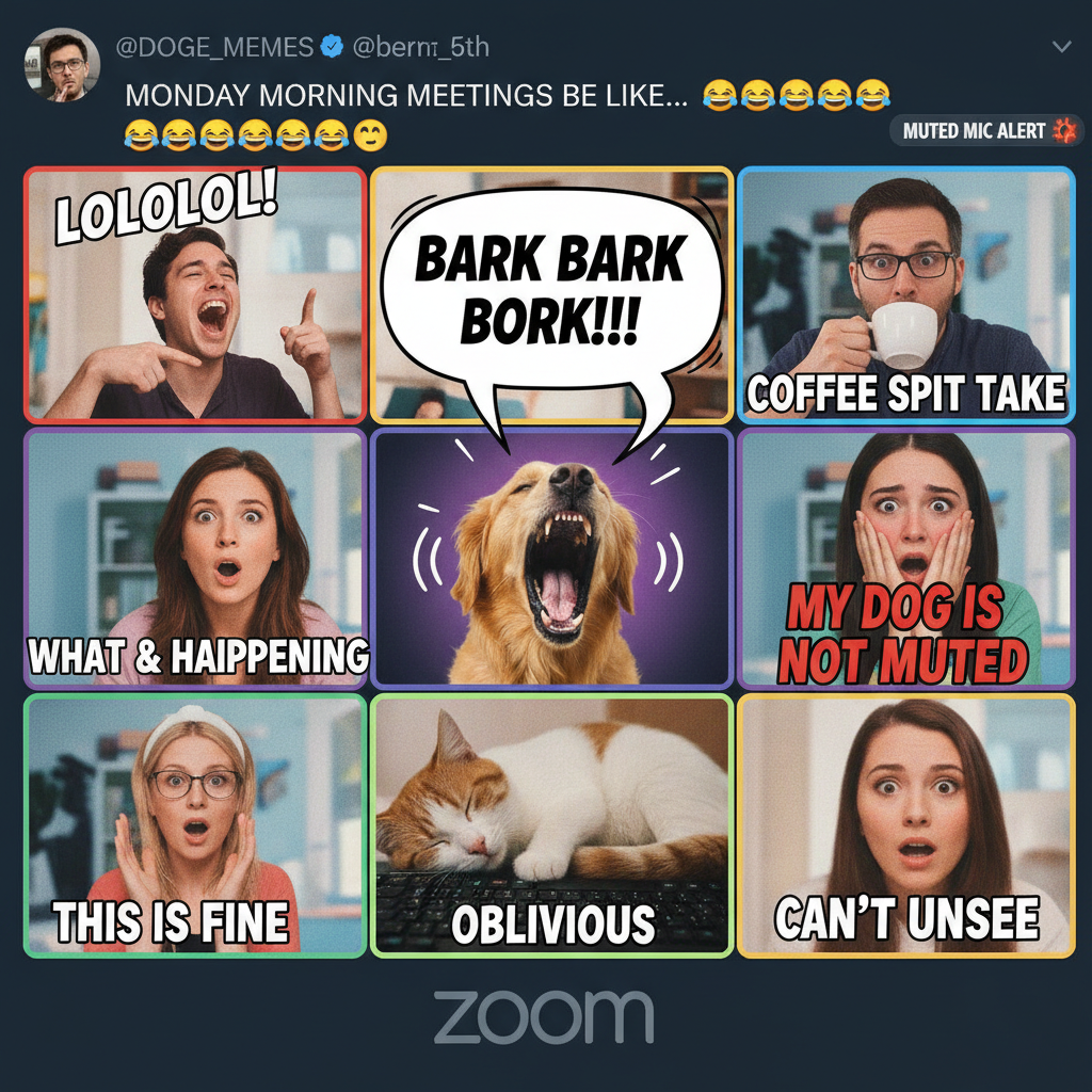 Someone forgot to mute on Zoom and their dog started barking at the mailman. Chaos ensued. #ZoomFails
