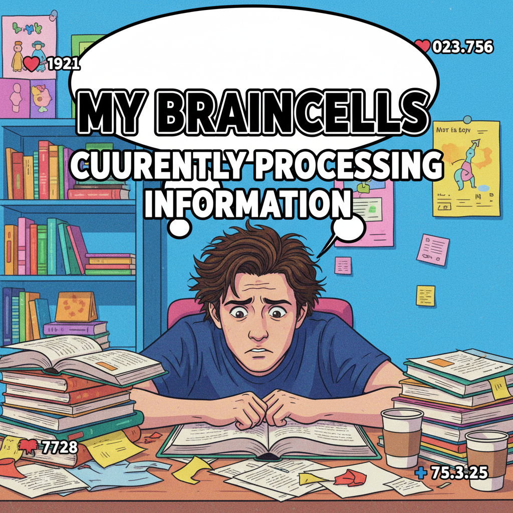 My brain during exam season: 'We're going to learn EVERYTHING!' My brain 5 mins into the exam: 'Who are you?'