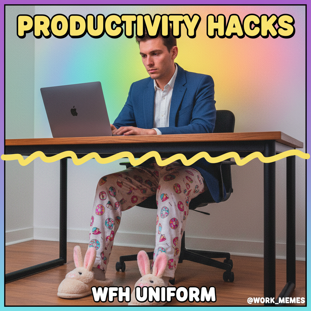 My 'office' attire is a blazer on top, pajama bottoms on bottom. The duality of WFH.