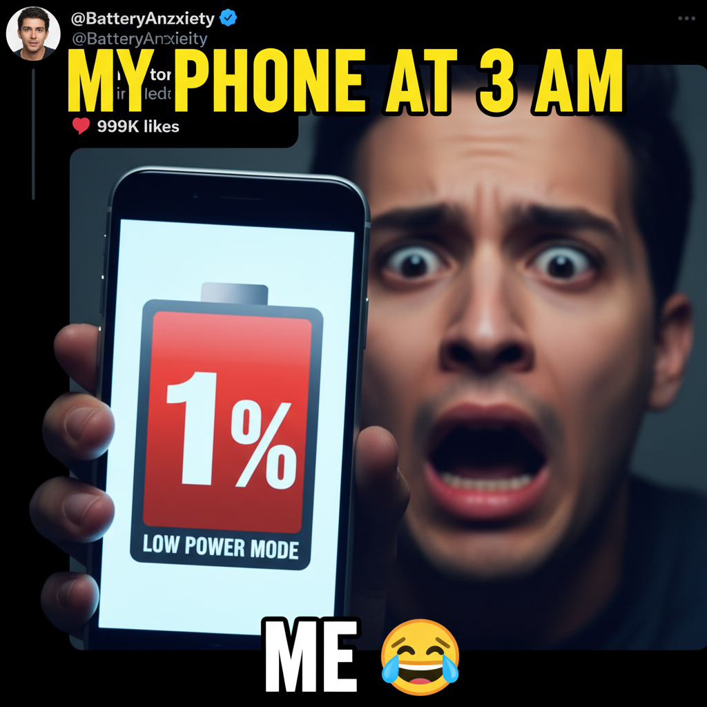 My phone battery is at 1%. My anxiety is at 1000%. This is fine. Everything is fine.