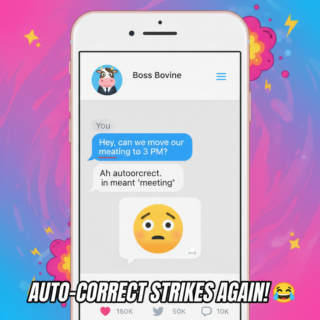 Autocorrect just changed 'meeting' to 'meating'. My boss is confused.