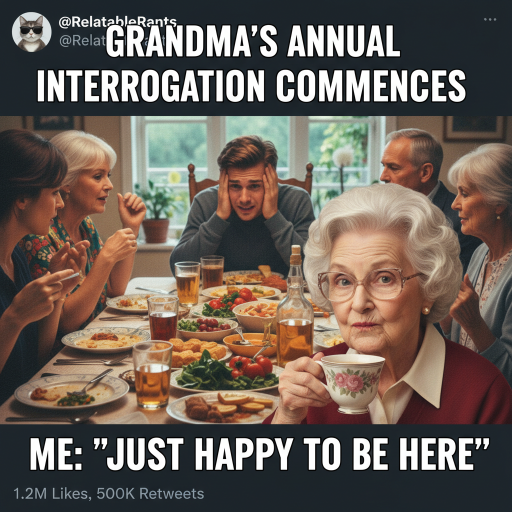 Me trying to explain my life choices at the holiday dinner table. Grandma: *sips tea* 'Bless your heart.'