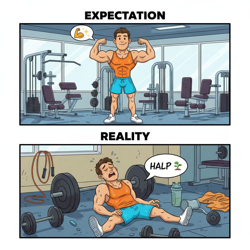 Me at the gym: 'I am a fitness god!' Also me, 5 mins later: 'Is this how I die?'