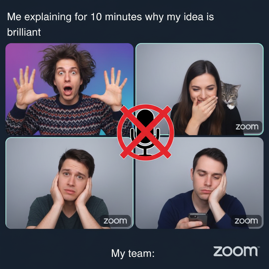 My mic was off for 20 mins of my Zoom meeting. Nobody told me. 💀