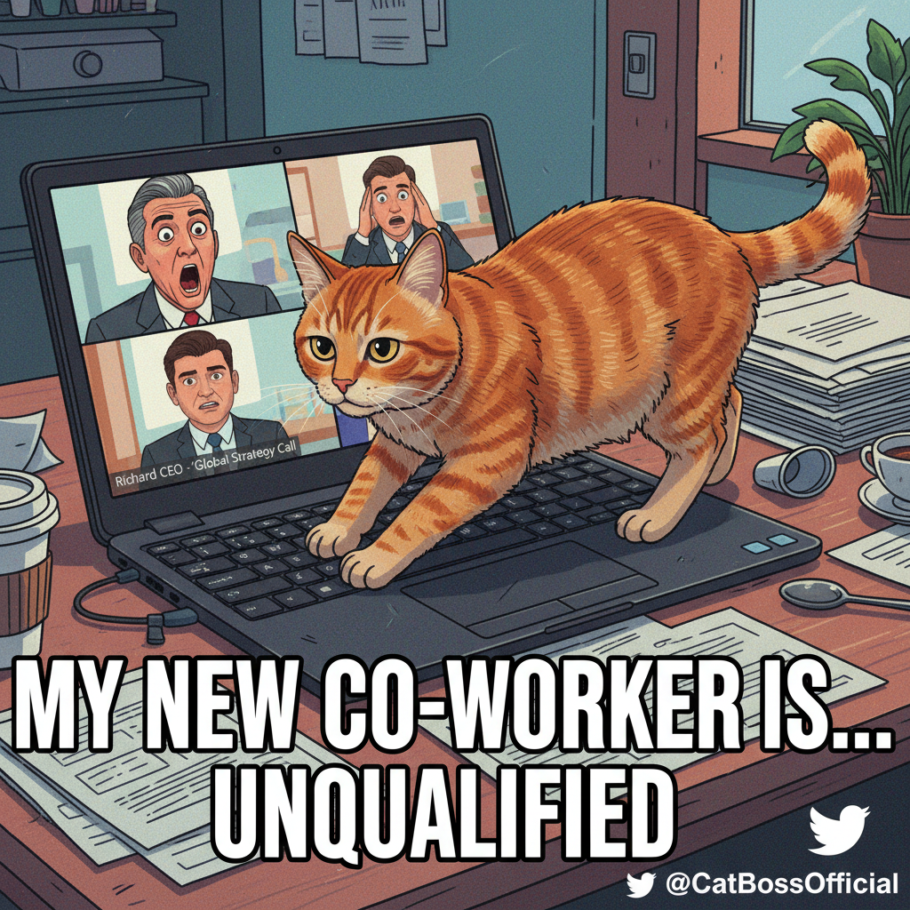 My cat just walked across my keyboard and somehow ended the CEO's Zoom presentation. I'm fired.