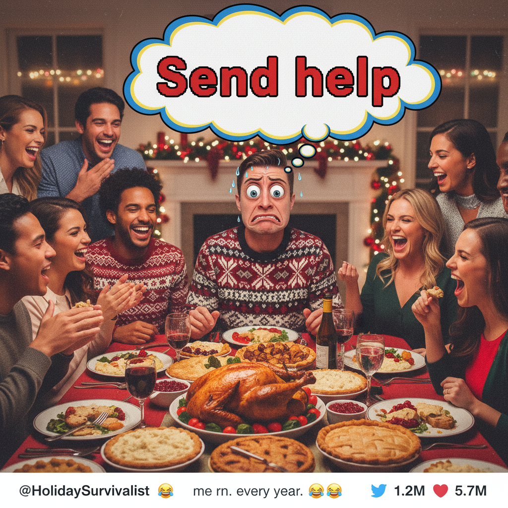 My aunt just asked me why I'm still single at the holiday dinner. Send help and wine.