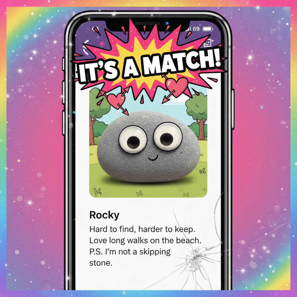 Matched with someone on a dating app who only sends pictures of their pet rock. I'm intrigued.