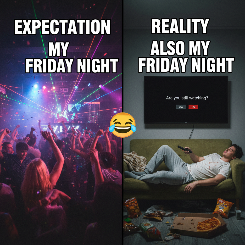 Friday night plans: clubbing. Friday night reality: arguing with Netflix about 'Are you still watching?'