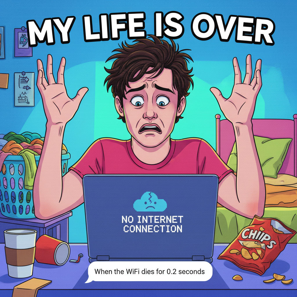 WIFI IS DOWN. Repeat, WIFI IS DOWN. This is not a drill. I repeat, NOT A DRILL.