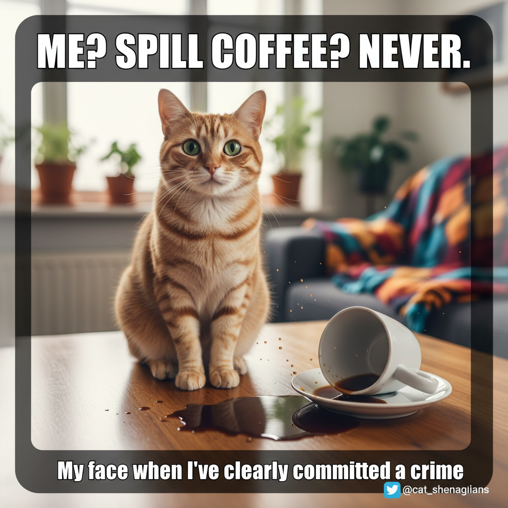 My cat just knocked over my coffee and then purred. Can't even be mad. Send more coffee.