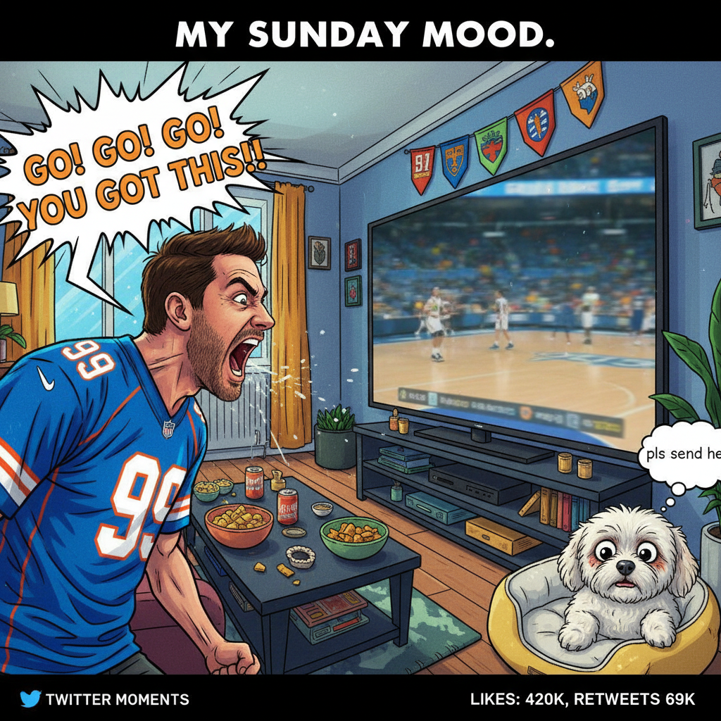 My team scored. My neighbor's dog now thinks the apocalypse is happening. #SportsFans