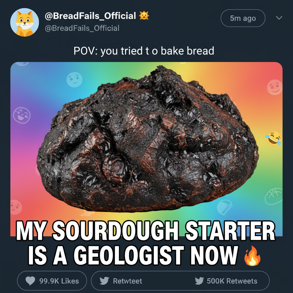 Attempted to bake bread. Ended up with a rock that could survive the apocalypse. #CookingFail