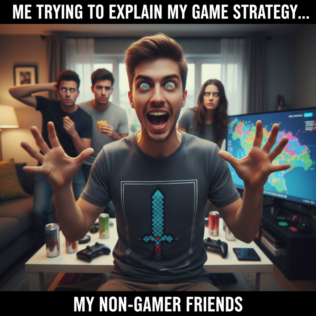 When you try to explain your gaming strategy to your non-gamer friends...