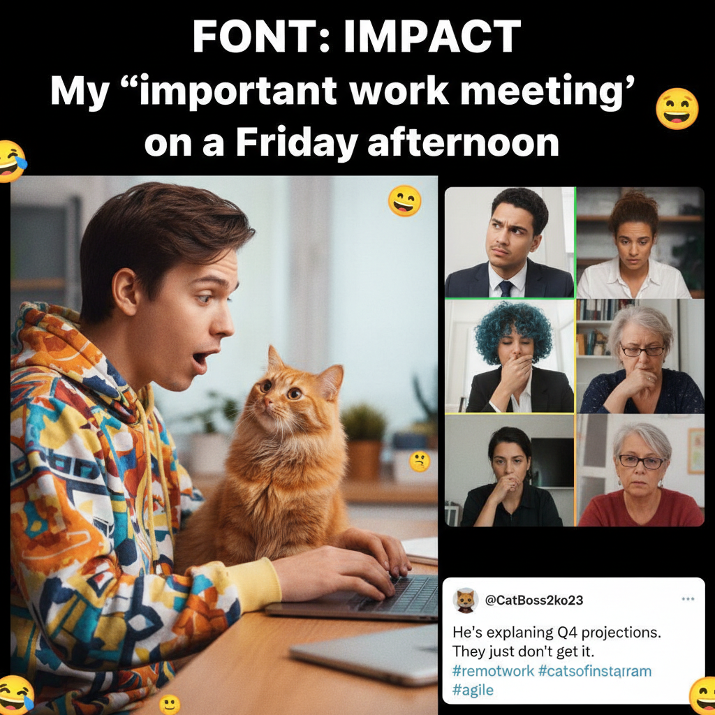 My mic was off the whole Zoom call, but my camera caught me talking to my cat. #WFHlife