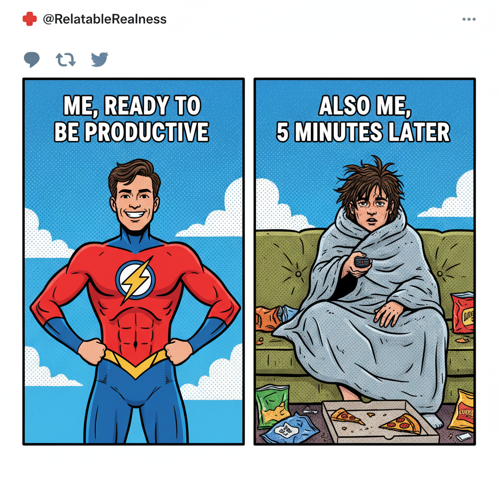 Friday night plans: 'I'll conquer the world!' Reality: *conquers couch*