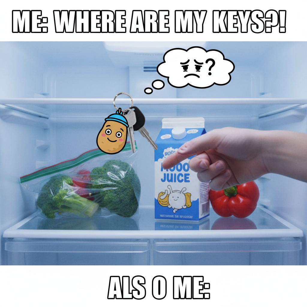 Just found my 'lost' keys in the fridge. Parenting brain is officially fried.