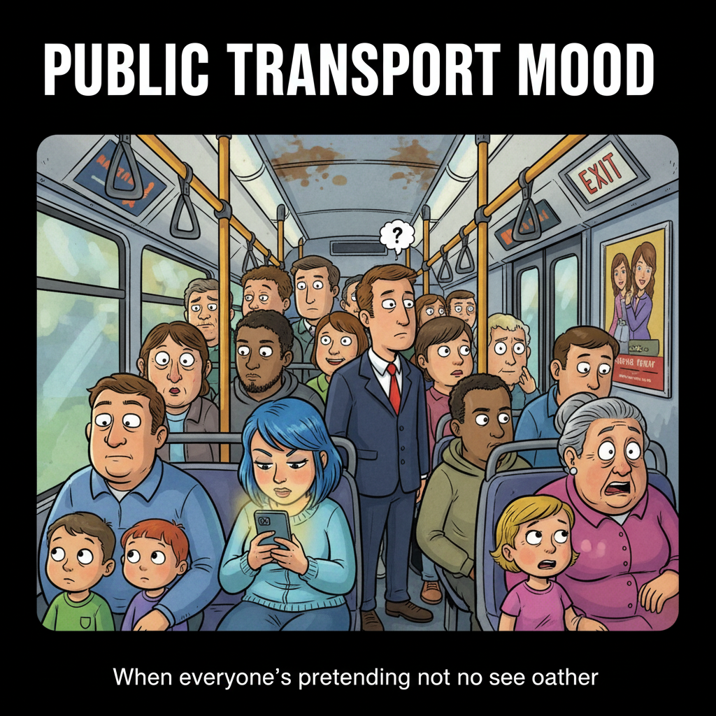 Public transport is just a social experiment to see how many people can avoid eye contact.