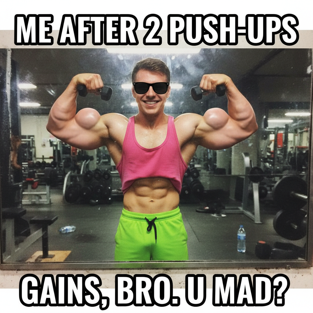 Went to the gym. Did one rep. Now I'm a fitness influencer. Follow for more tips!