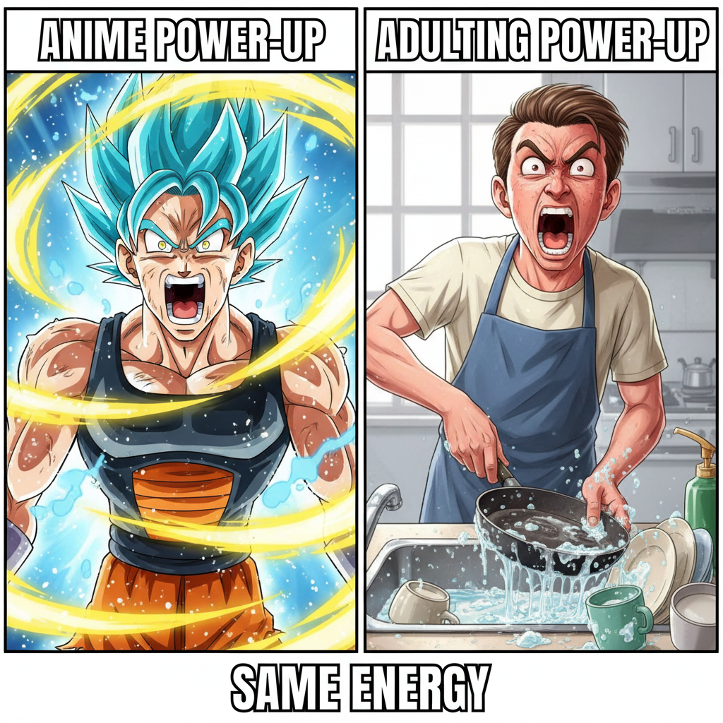 Me trying to adult: *anime protagonist screaming power-up sequence*