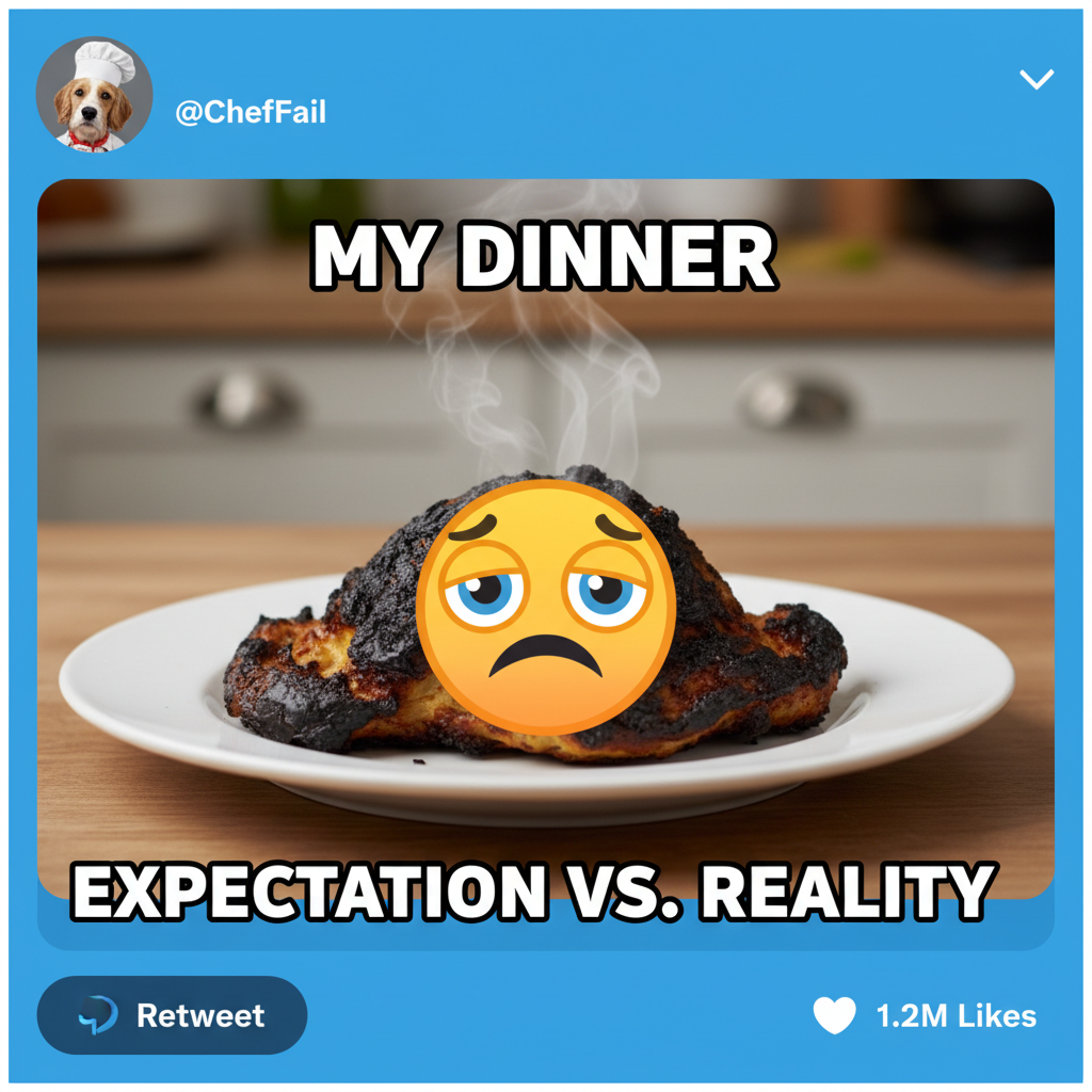 My 'gourmet' dinner looks like an alien threw up. Send help and a fire extinguisher.