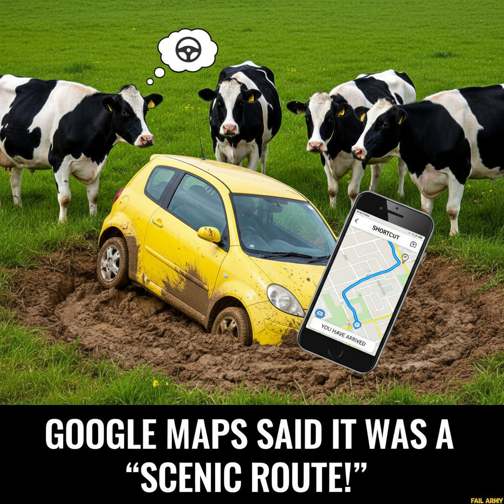 GPS said 'turn left in 500 feet.' I'm now in a cow pasture. Send snacks.