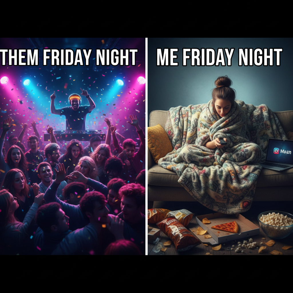 Friday night plans: Clubbing. Friday night reality: Debating if I need more snacks for my couch.