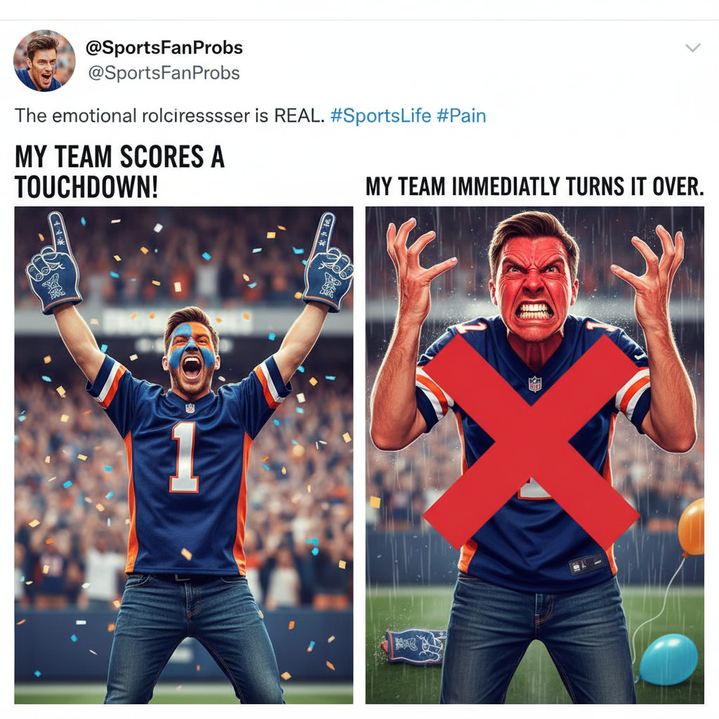 My team scores: 'WE ARE THE CHAMPIONS!' My team concedes: 'FIRE EVERYONE! THE SPORT IS RUINED!'