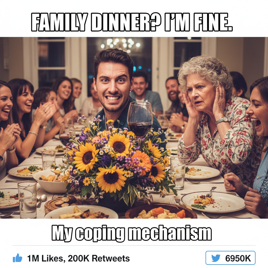 Family dinner update: Aunt Carol just asked if I'm 'still single.' Send wine & strength.