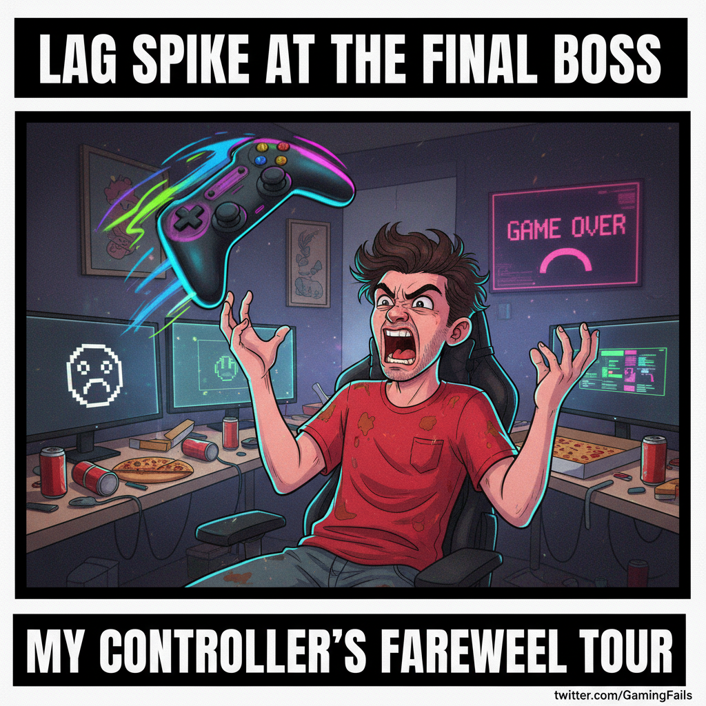 My controller just flew across the room. It wasn't me, it was the lag. #GamingRage