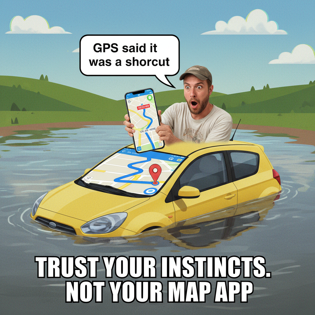 GPS said 'turn left in 500 feet.' I turned left. Into a lake. Send help.