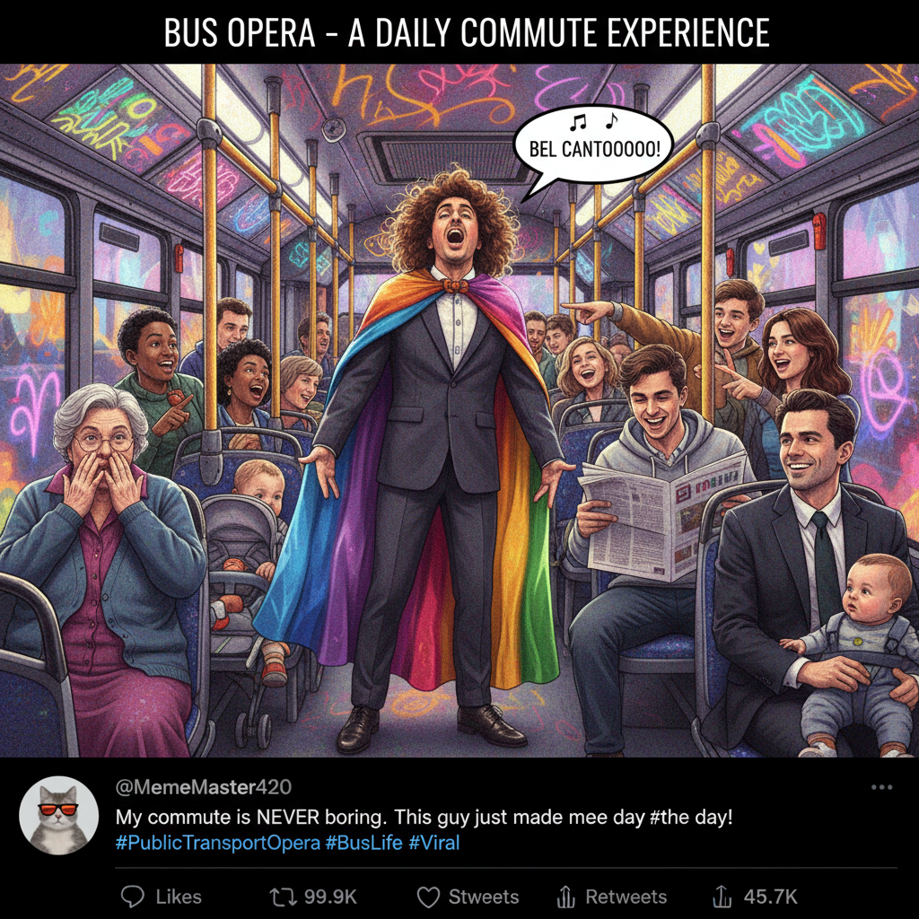 Just witnessed a full-blown opera performance on the bus. My commute is never boring.