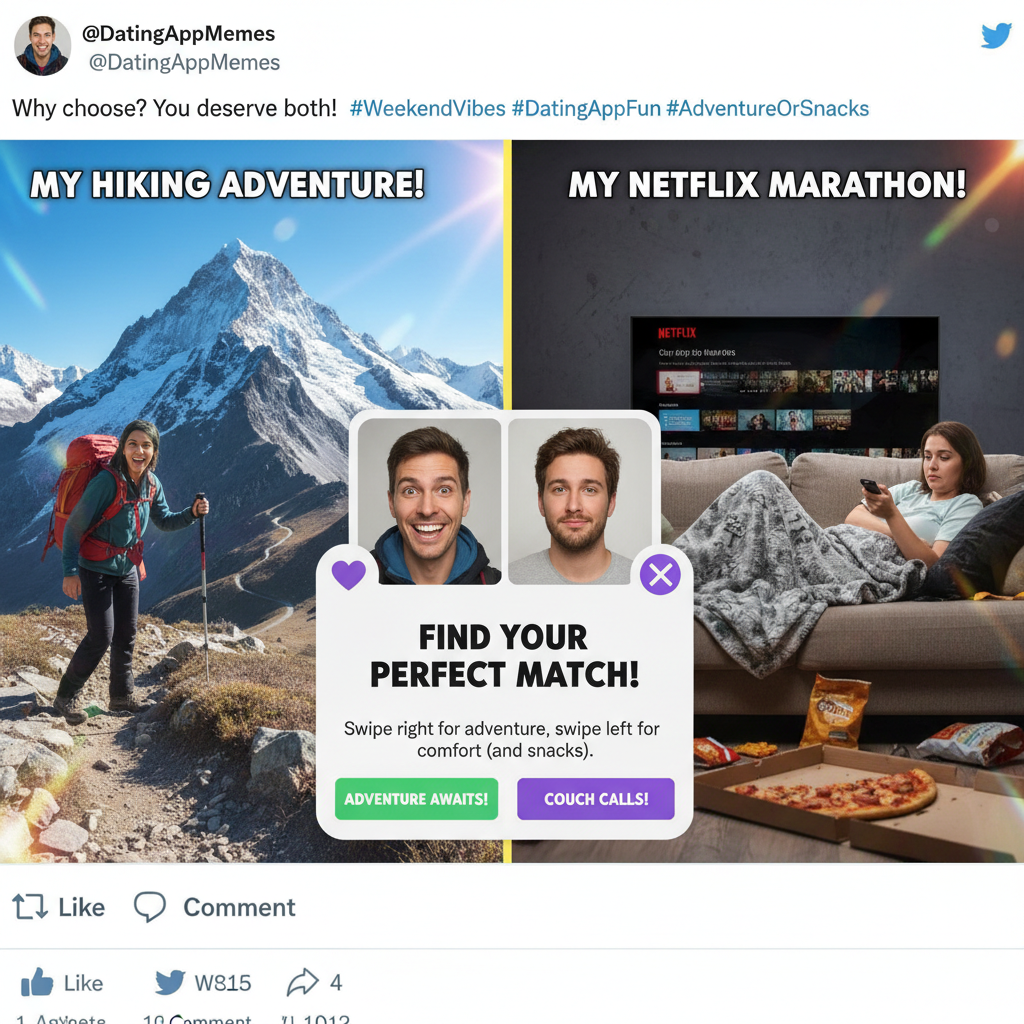 Dating apps: Where 'adventure seeker' means 'likes Netflix.'