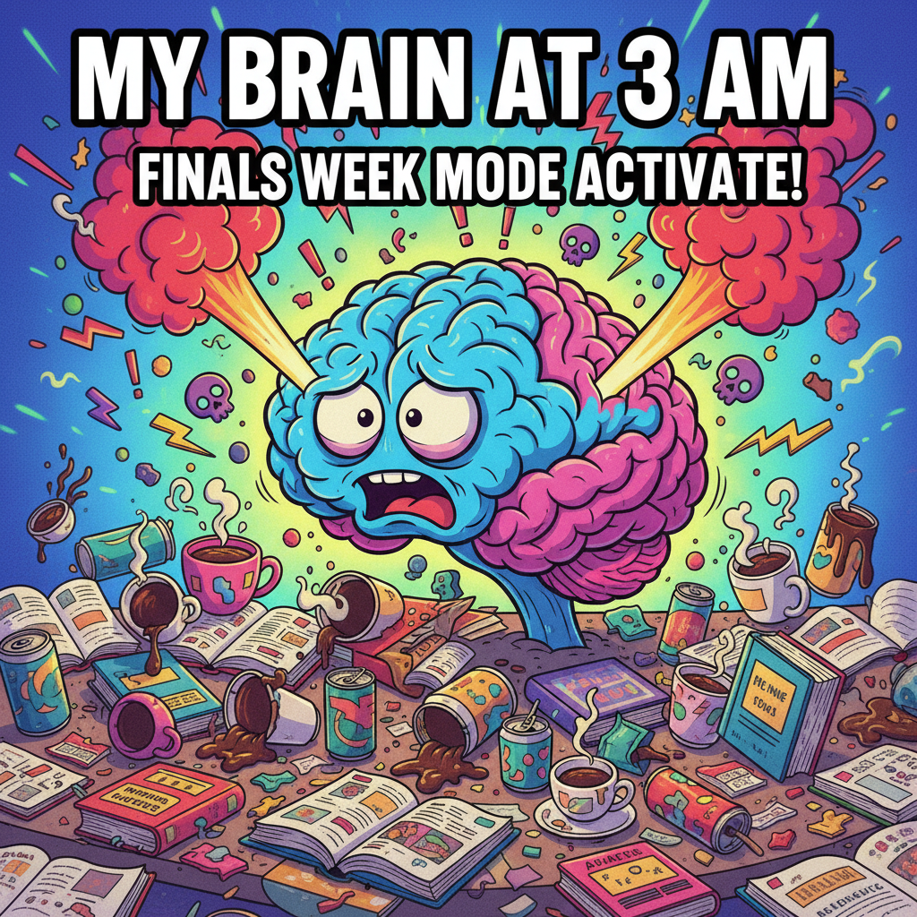 My brain during exam season: 90% panic, 10% caffeine, 0% actual information.