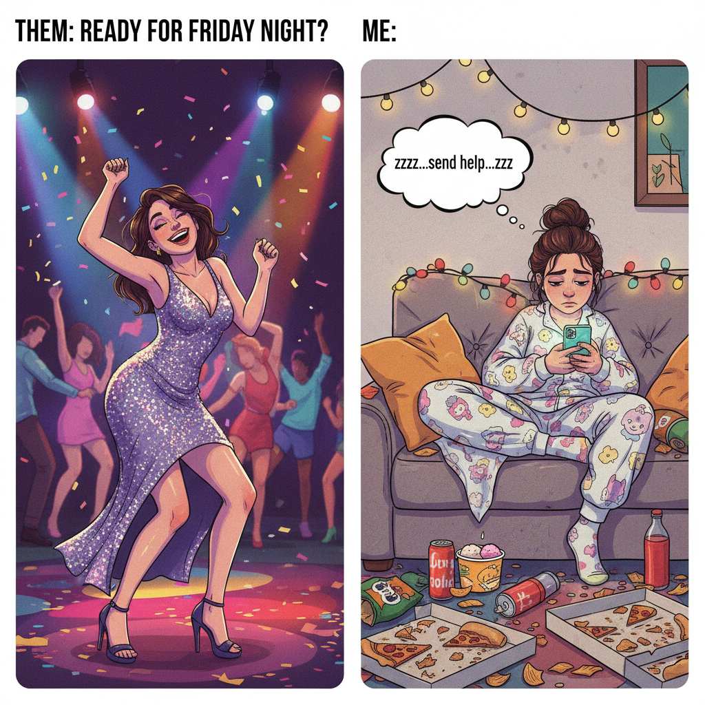 My Friday night plans: clubbing. My Friday night reality: debating if I should put on real pants.