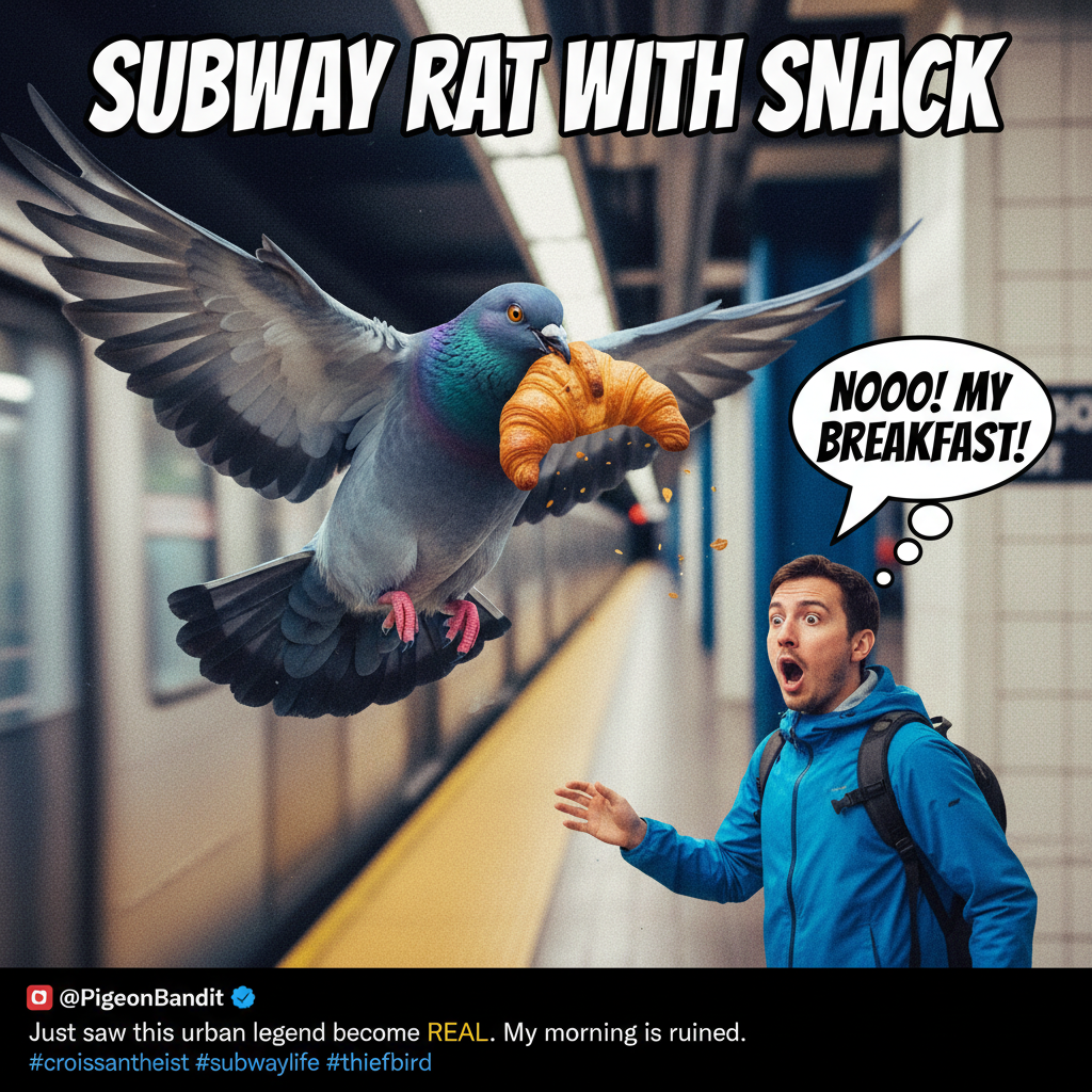 Just witnessed a pigeon steal a whole croissant on the subway. This is my villain origin story. 🥐🐦