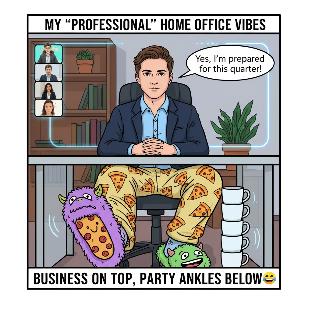 My coworkers think I'm a professional. I'm wearing pajama bottoms and haven't brushed my hair.