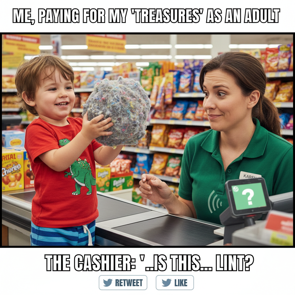 My toddler just tried to pay for snacks with a lint-covered rock. Send help. #Parenting