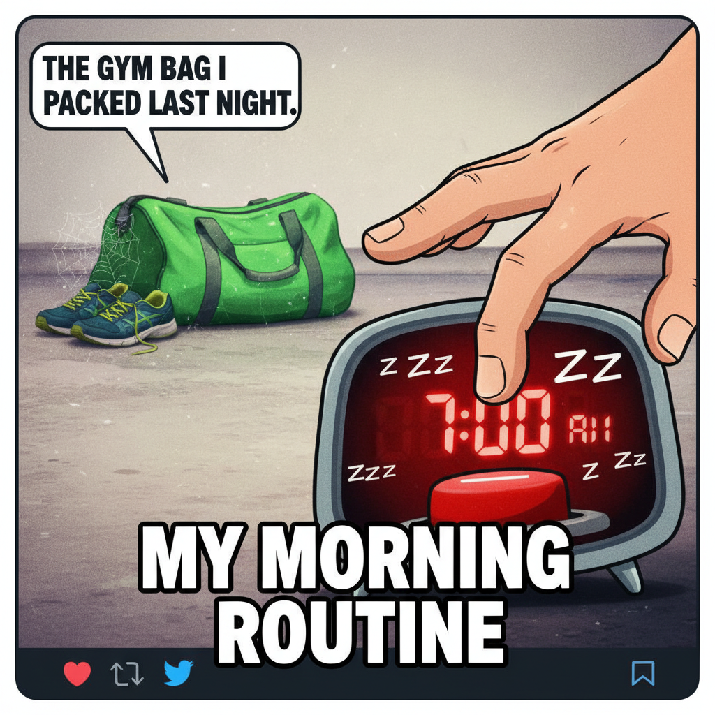 My New Year's resolution was to hit the gym. I hit snooze instead. Nailed it.