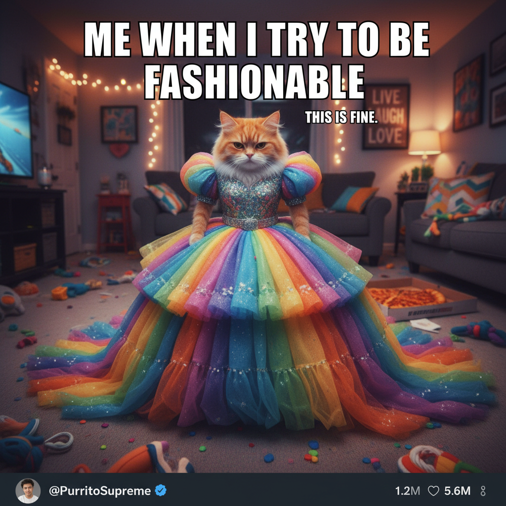 That 'one size fits all' dress from online? It fits my cat better than me. Send help.