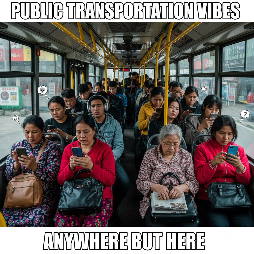 Public transport is just a social experiment to see how long we can avoid eye contact.