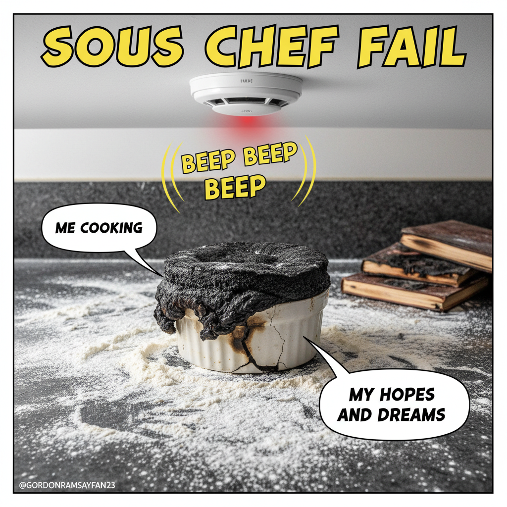 Attempted to make a soufflé. Now my kitchen looks like a science experiment gone wrong.